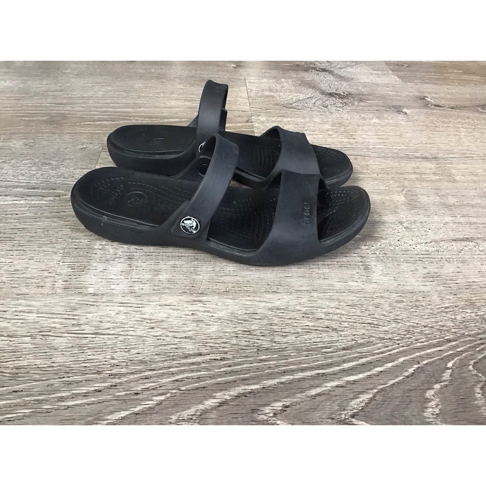CROCS Cleo Open Toe Slip On Sandals Lightweight All Black Women's Size 6